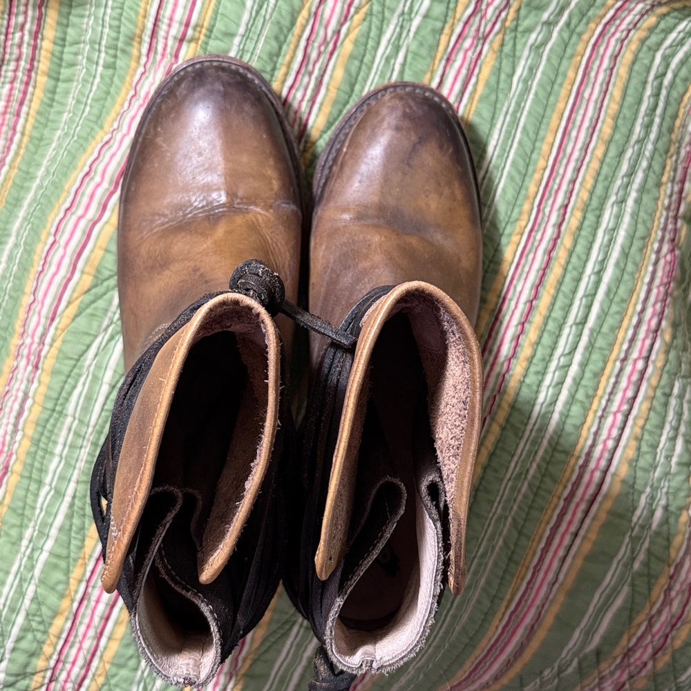 FreeBird Boot Steve Madden booties - all leather - tie up distressed‎ 8 *read - Picture 3 of 11